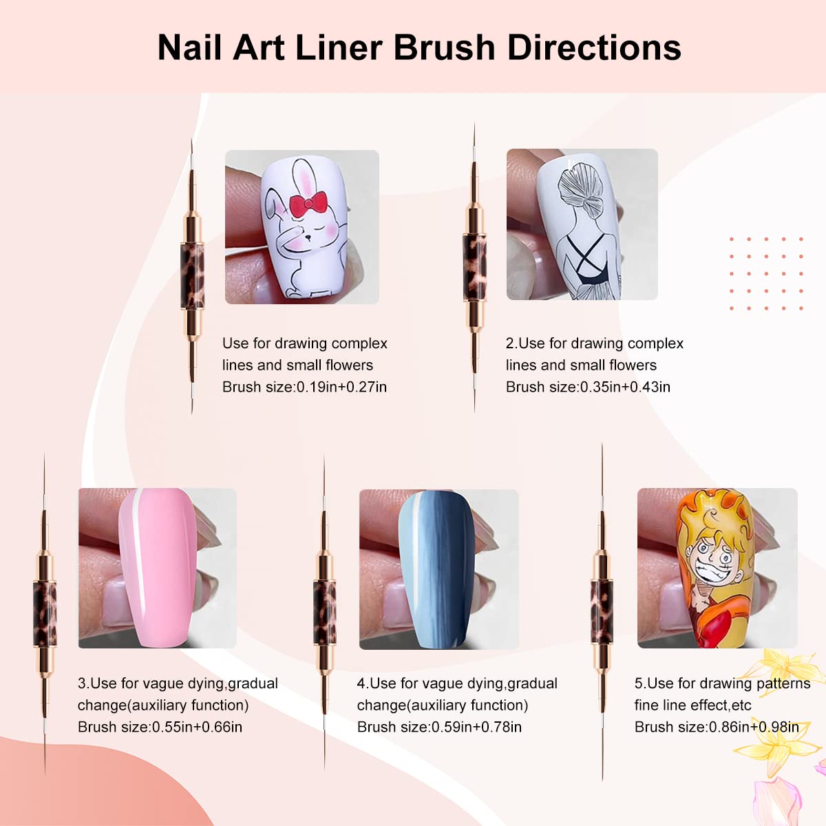 Liner Brush for Nails,5Pcs Dou - огляд і ціна Furniture Hardware Nails