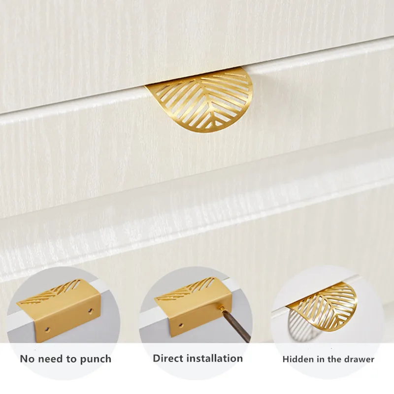 2026 New Leaf Shape Brass Draw - огляд і ціна Furniture Hardware Wholesale
