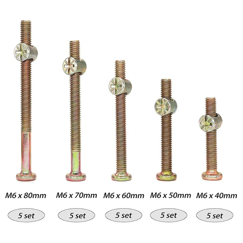 50pcs M6x40/50/60/70/80mm Crib - огляд і ціна Furniture Hardware Barrel Nut